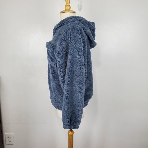 Culture Code Fiona Slate Blue Hoodie Hooded Sherpa Bomber Jacket NWT Size M - Picture 4 of 14